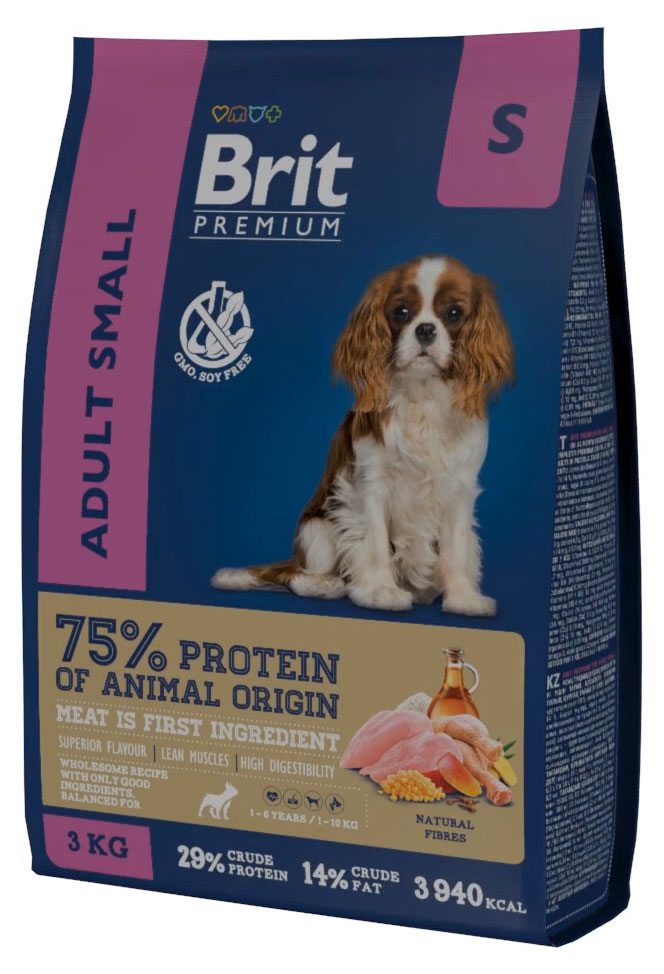 

Сухой корм для собак маленьких пород Brit Premium Adult S курица, 3 кг