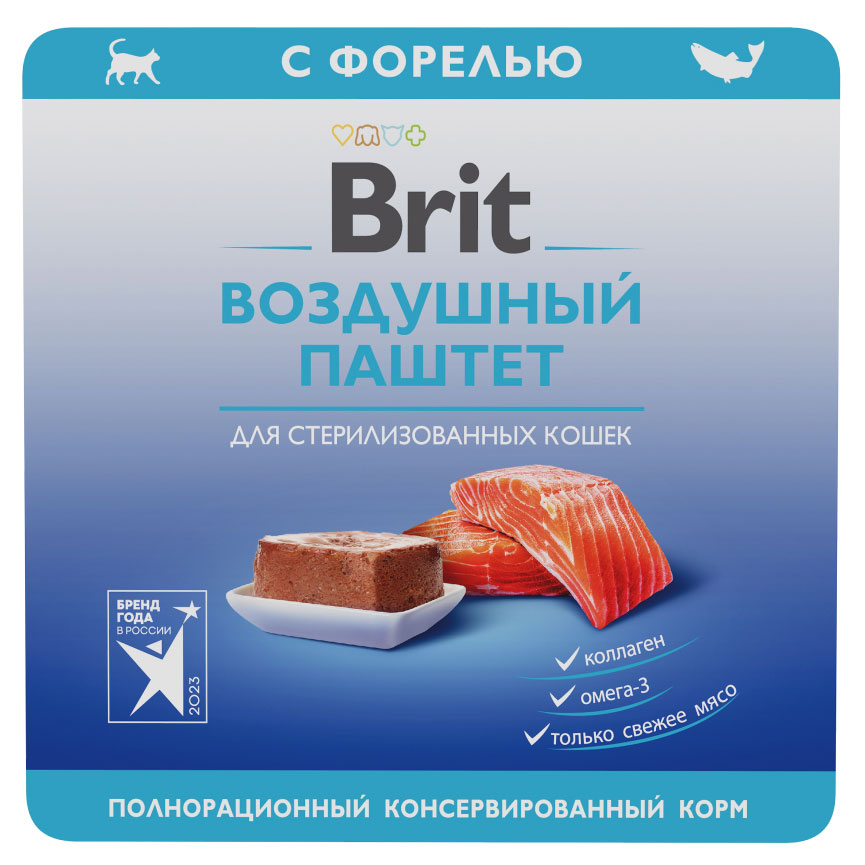 

Корм для стерилизованных кошек Brit Воздушный паштет с форелью, 100 г