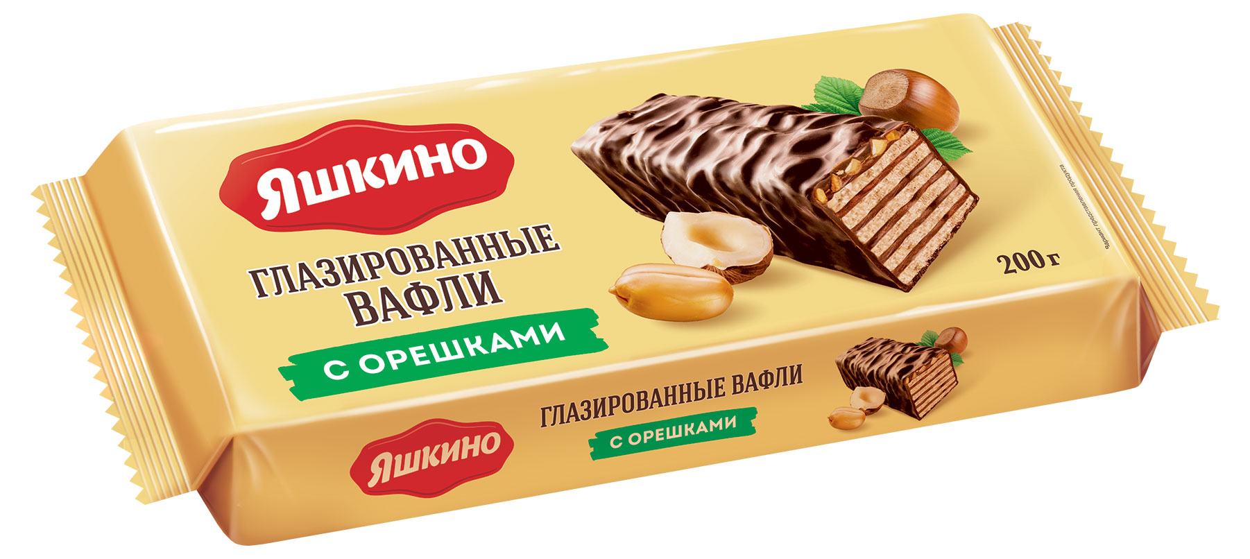 

Вафли Яшкино глазированные с орешками, 200 г