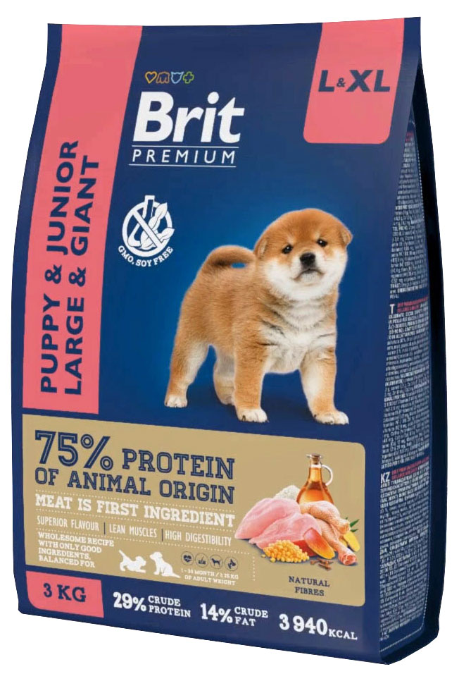 

Сухой корм для щенков и молодых собак Brit Premium Junior L курица, 3 кг