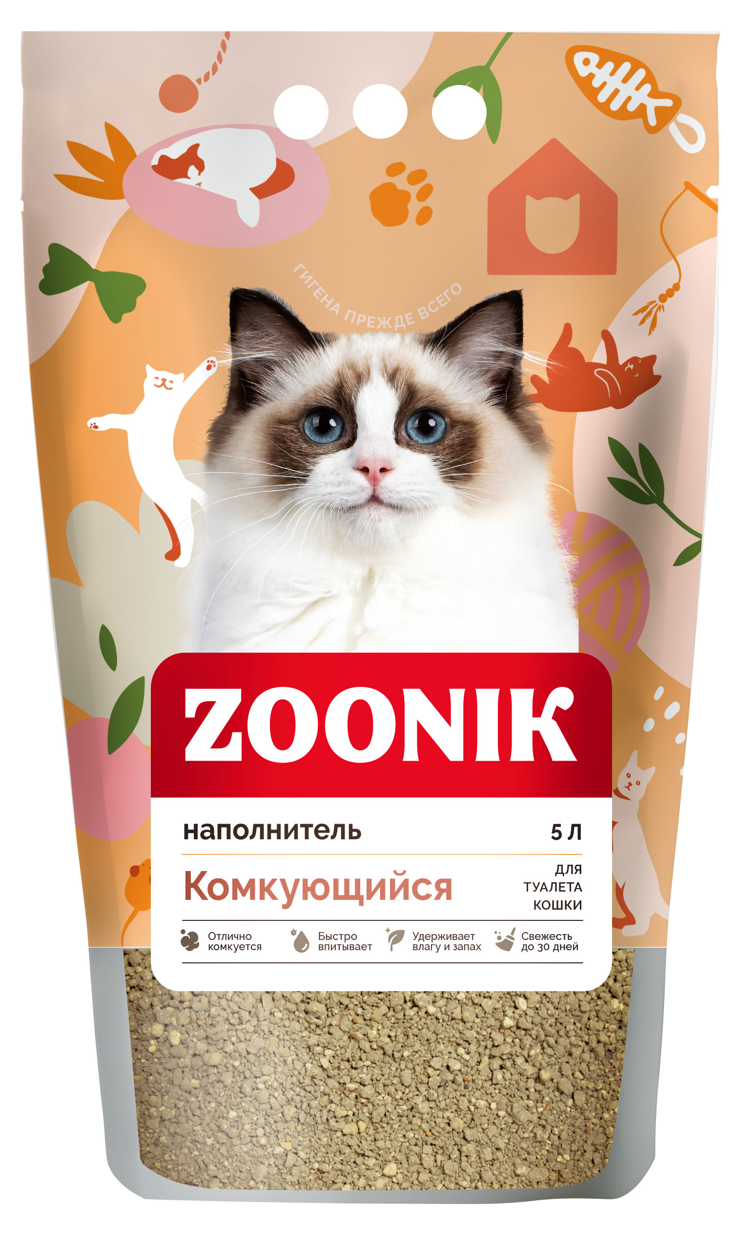 

Наполнитель для кошачьего туалета Зооник комкующийся, 5 л