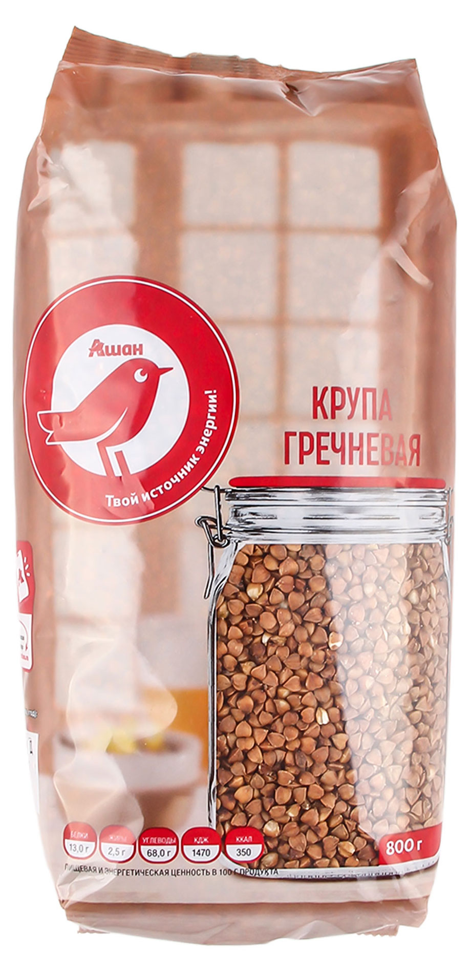 

Гречневая крупа АШАН Красная птица, 800 г