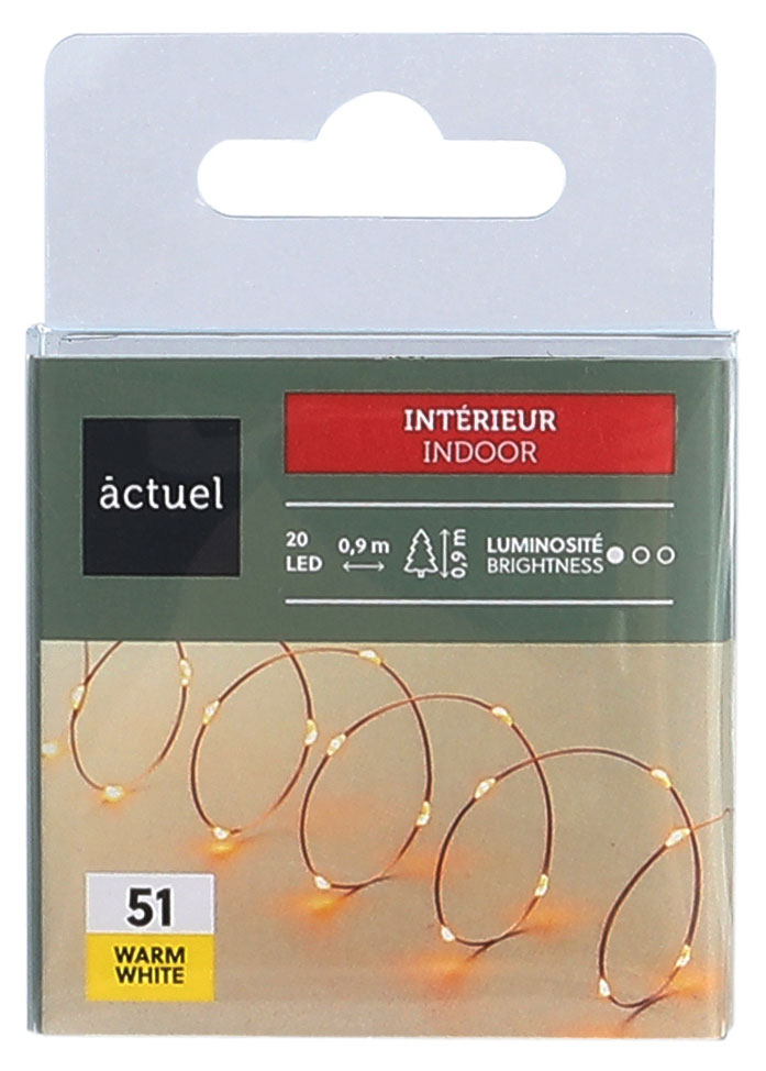 

Электрогирлянда Actuel на батарейках 20 LED, 0,95 м