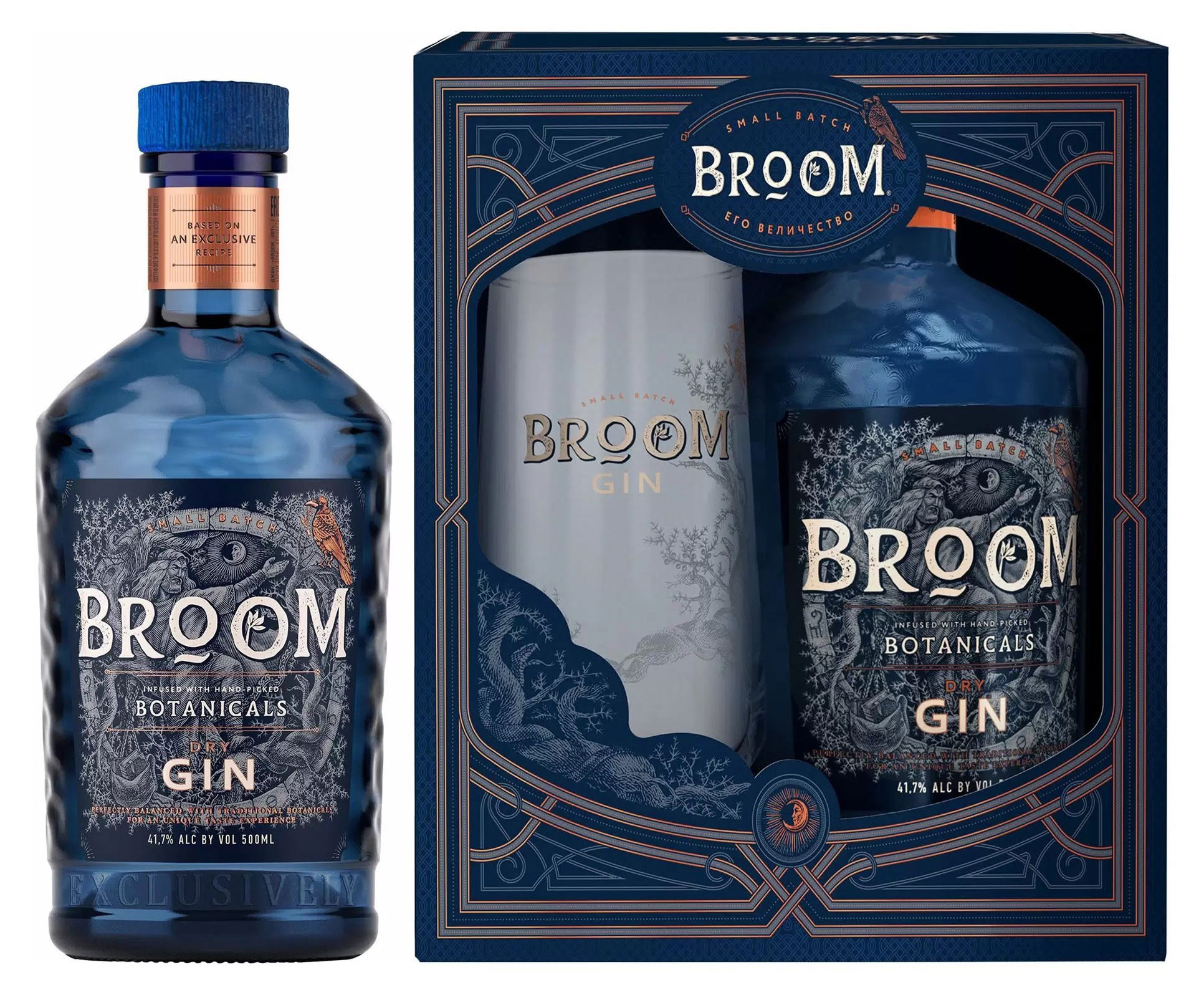 

Джин BROOM Botanicals с бокалом в подарочной упаковке Россия, 0,5 л