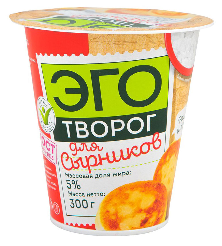 

Творог ЭГО для сырников 5% ГОСТ БЗМЖ, 300 г