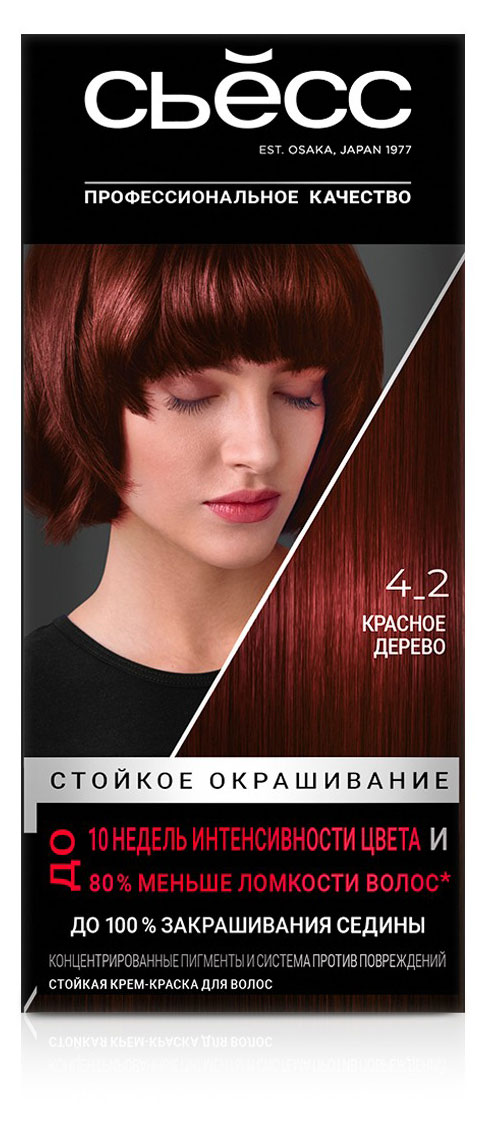 

Крем-краска стойкая для волос Сьёсс Color Красное дерево тон 4-2, 115 мл