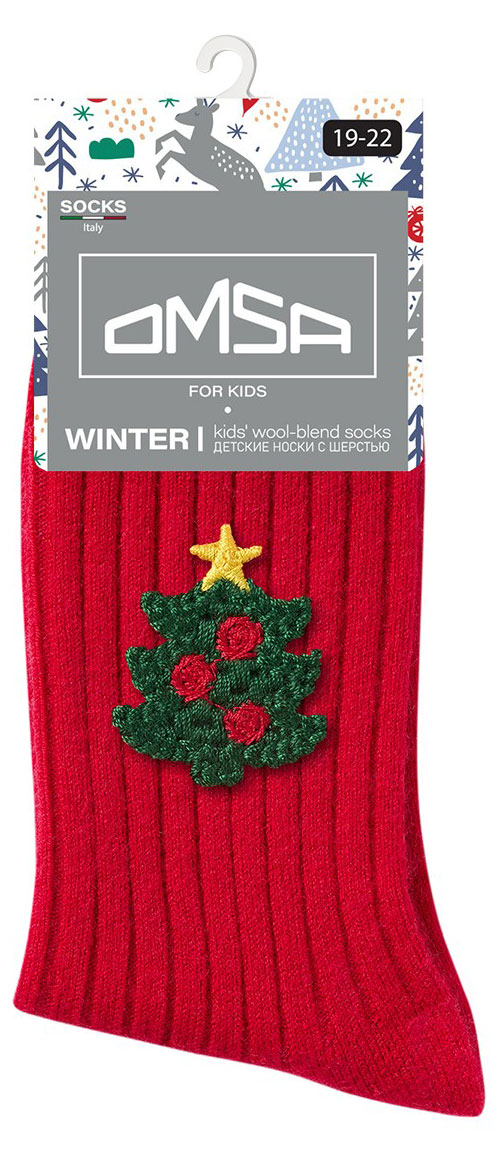 

Носки детские Omsa kids Calzino с шерстью красные, размер 35-38