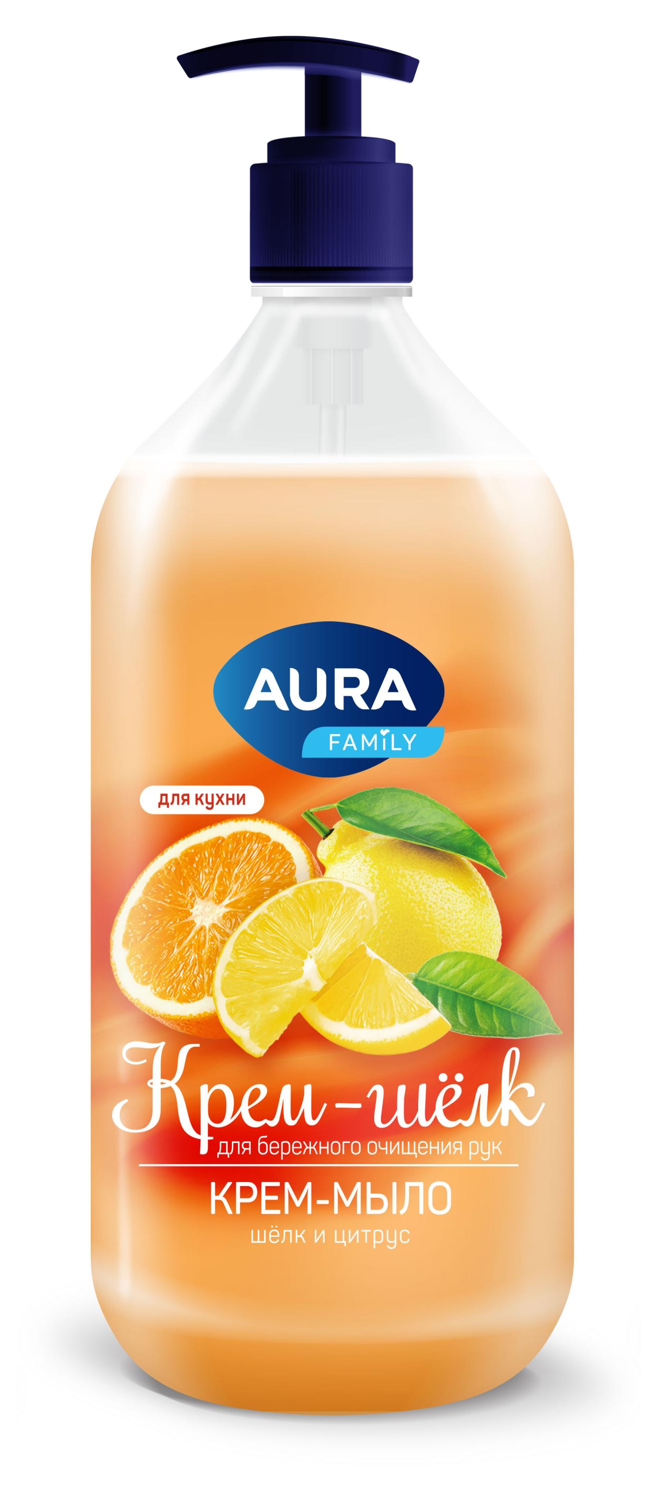 

Крем-мыло Aura Family с экстрактом шелка и цитрусом, 1 л