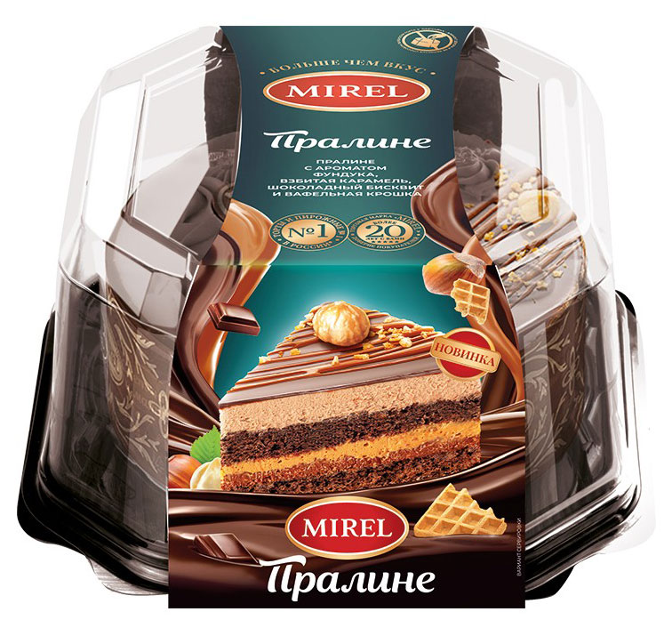 

Торт бисквитный MIREL Пралине шоколадный взбитая карамель и вафельная крошка охлажденный, 550 г