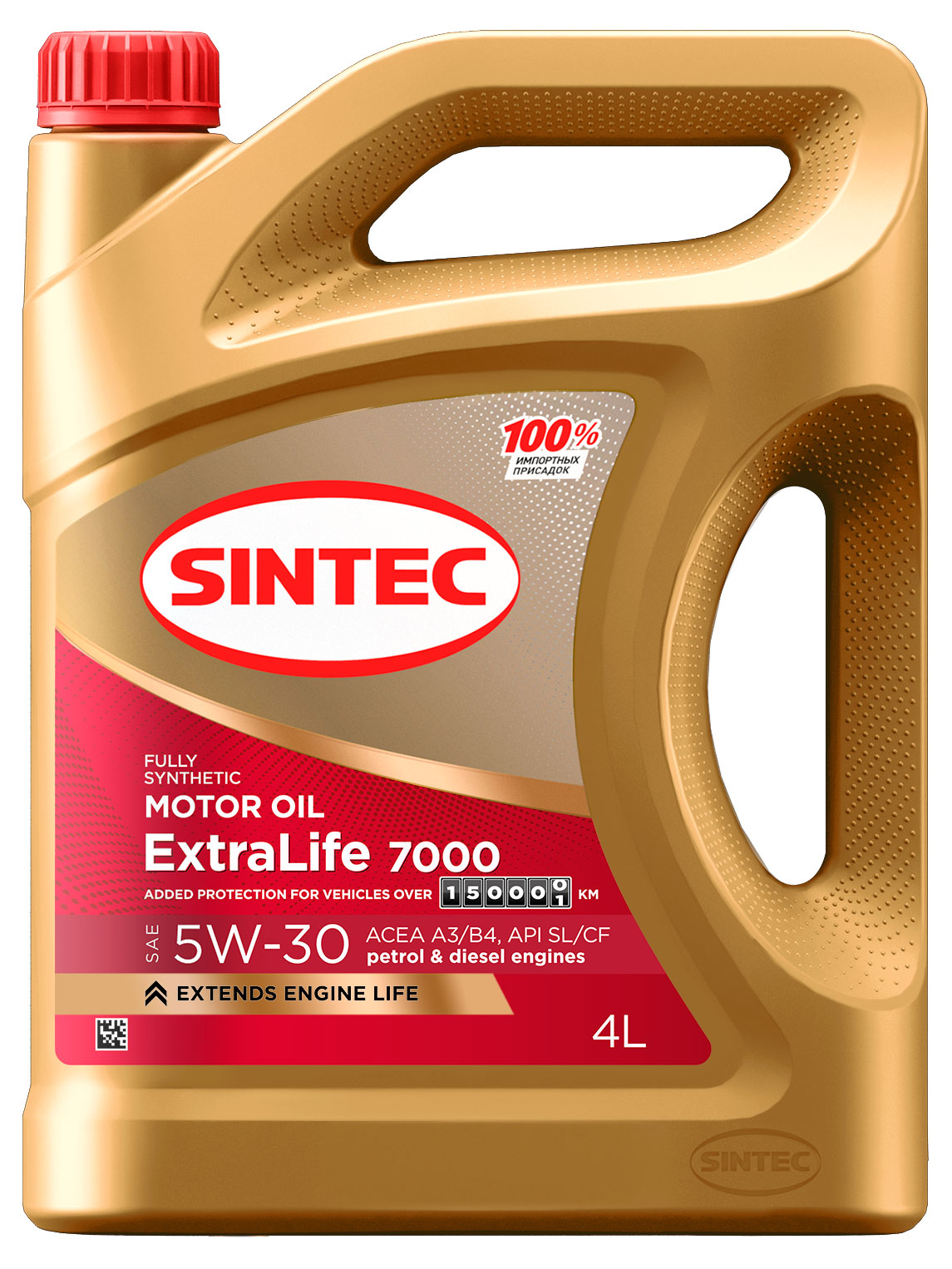 

Масло моторное синтетическое Sintec ExtraLife 7000 5W-30 A3/B4, 4 л