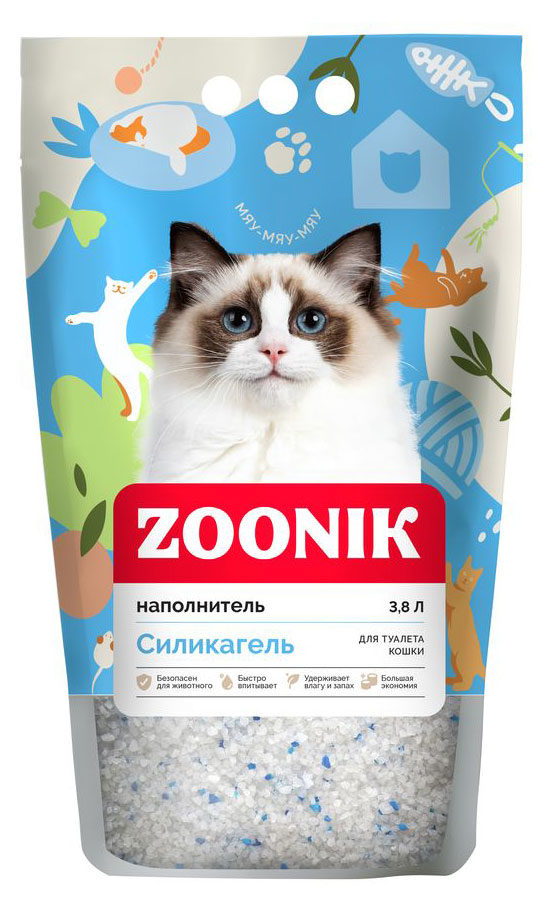 

Наполнитель для кошачьего туалета Zoonik силикагель, 3,8 л