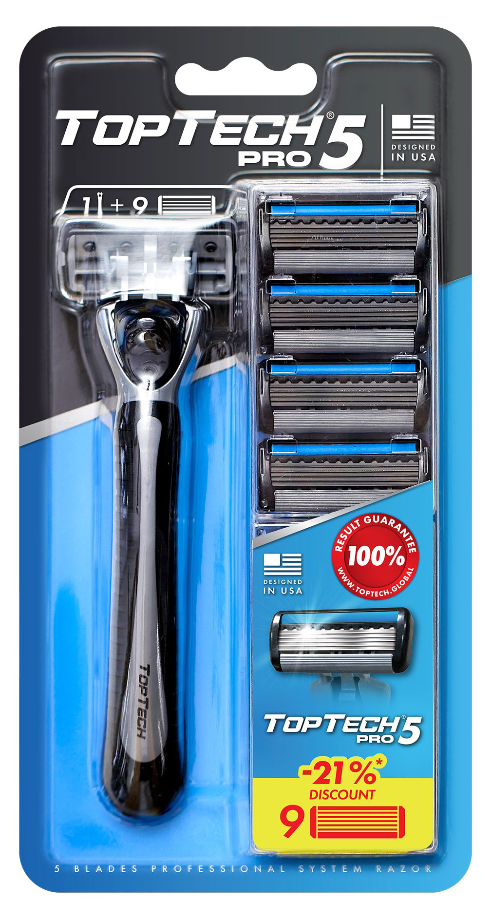 

Бритва мужская TopTech Pro 5 1 ручка и 9 сменных кассет