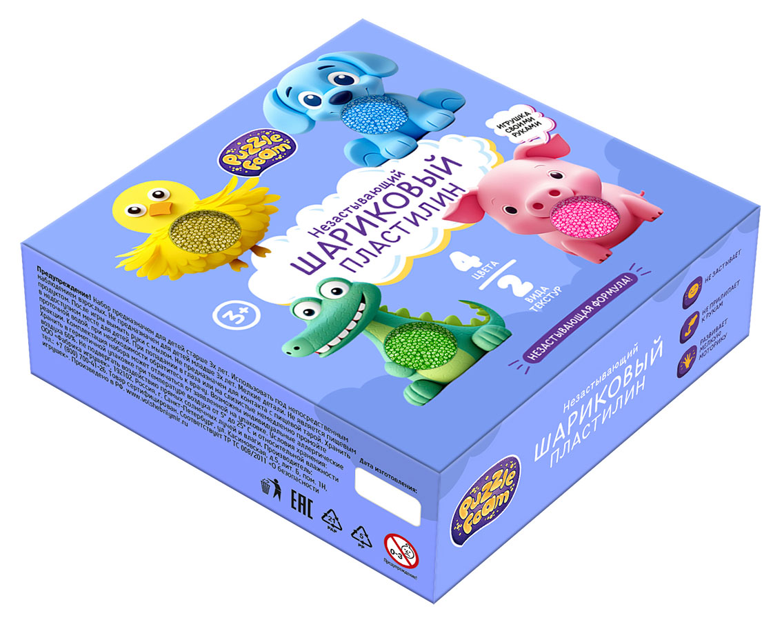 

Игрушка в наборе Puzzle Foam Шариковый пластилин Зверики, 4 цвета