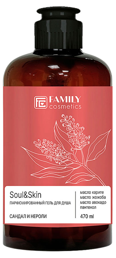 

Гель для душа Family Cosmetics soul&skin парфюмированный сандал и нероли, 470мл
