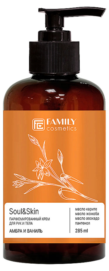 Изображение товара Крем для рук и тела Family Cosmetics soul&skin парфюмированный амбра и ваниль 285 мл