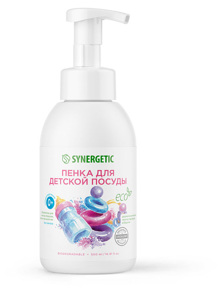 

Пенка для мытья посуды детской посуды игрушек, бутылочек и сосок Synergetic, 500 мл