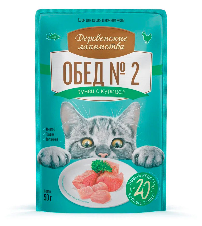 

Лакомство для кошек Деревенские лакомства Тунец с курицей, 50 г