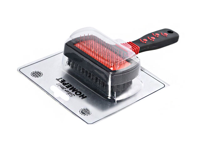 

Щетка-пуходерка HOMEPET silver series пластиковая двухсторонняя, 17,5 см х 10,5 см