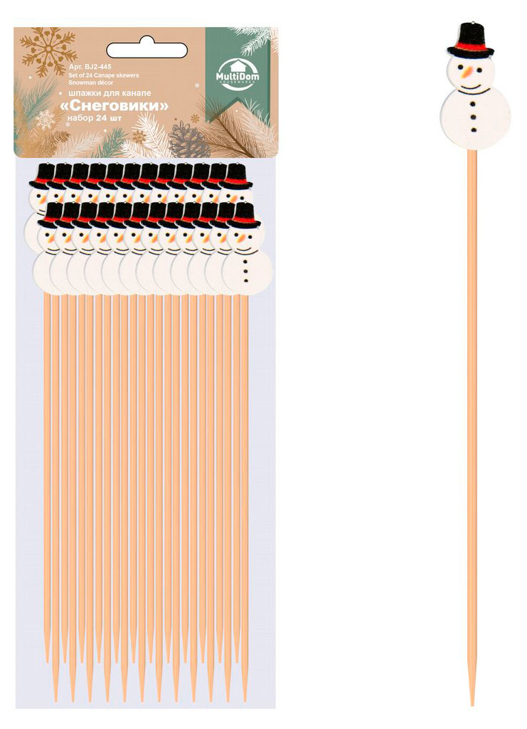 

Шпажки для канапе MultiDom Снеговики, 24 шт