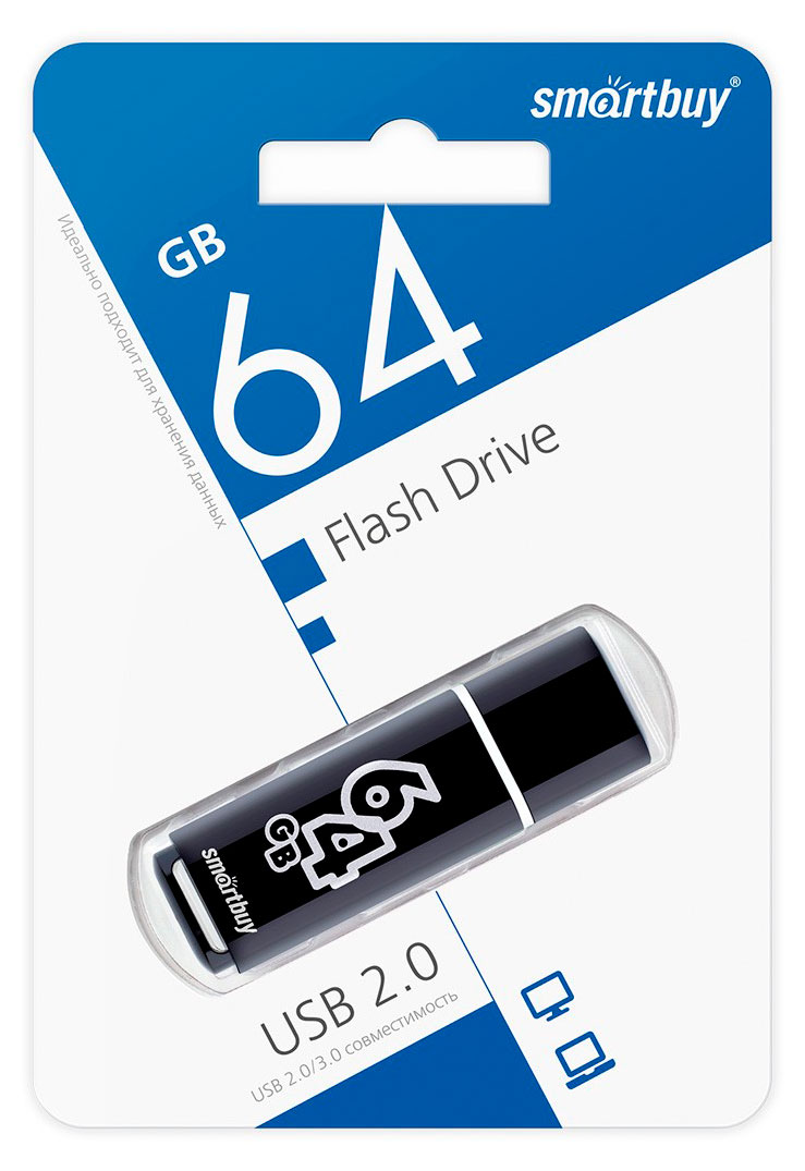 

Флэш-накопитель SmartBuy Glossy 64GB черный