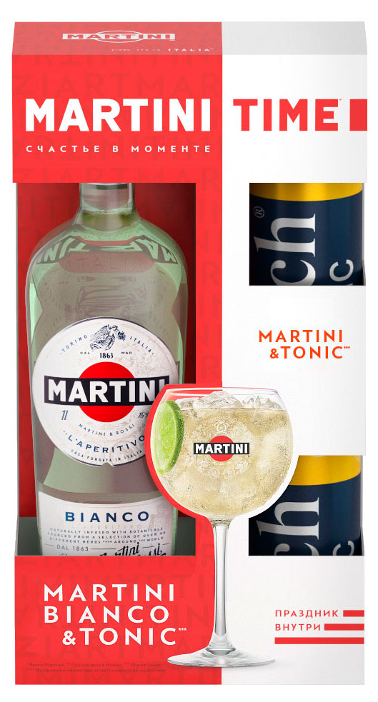 

Вермут Martini Bianco Италия, 1 л + 2 банки тоникRich 0,33 л