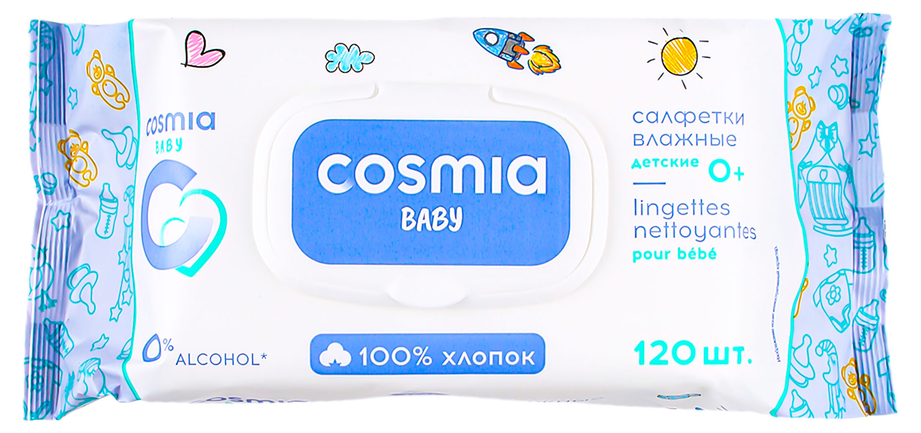 

Салфетки влажные детские Cosmia, 120 шт