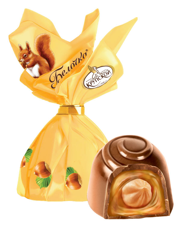 

Конфеты шоколадные Белочка с цельным лесным орехом, вес