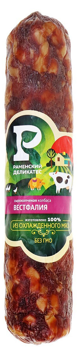 

Колбаса сырокопченая Раменский Деликатес Вестфалия ~ 470 г