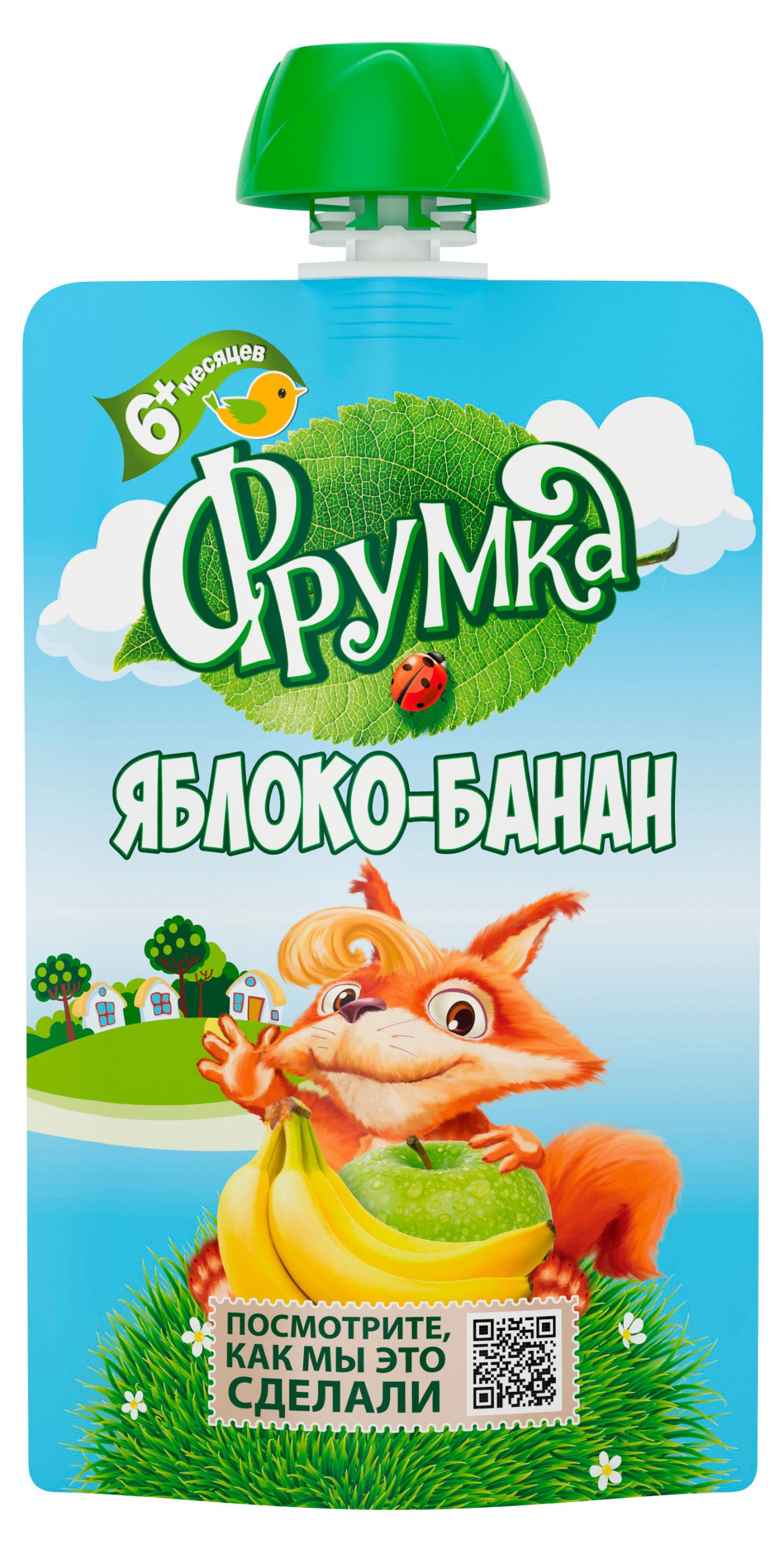 

Пюре фруктовое Фрумка яблоко банан с 6 мес., 90 г