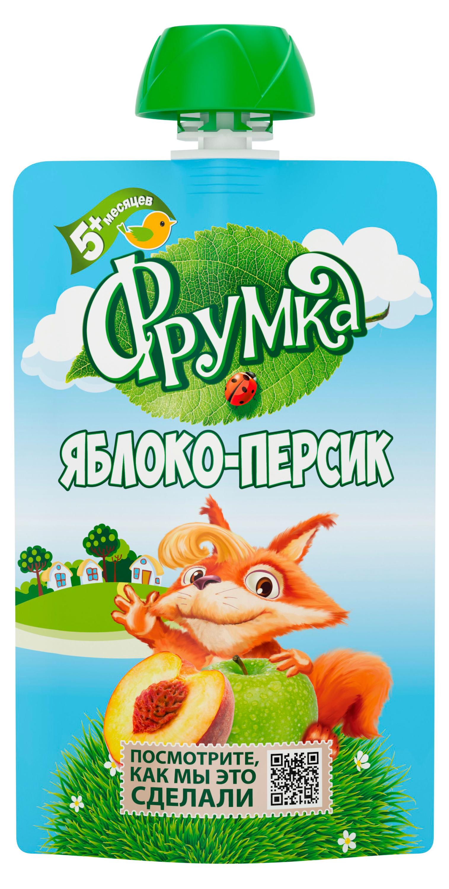 

Пюре фруктовое Фрумка яблоко персик с 5 мес., 90 г