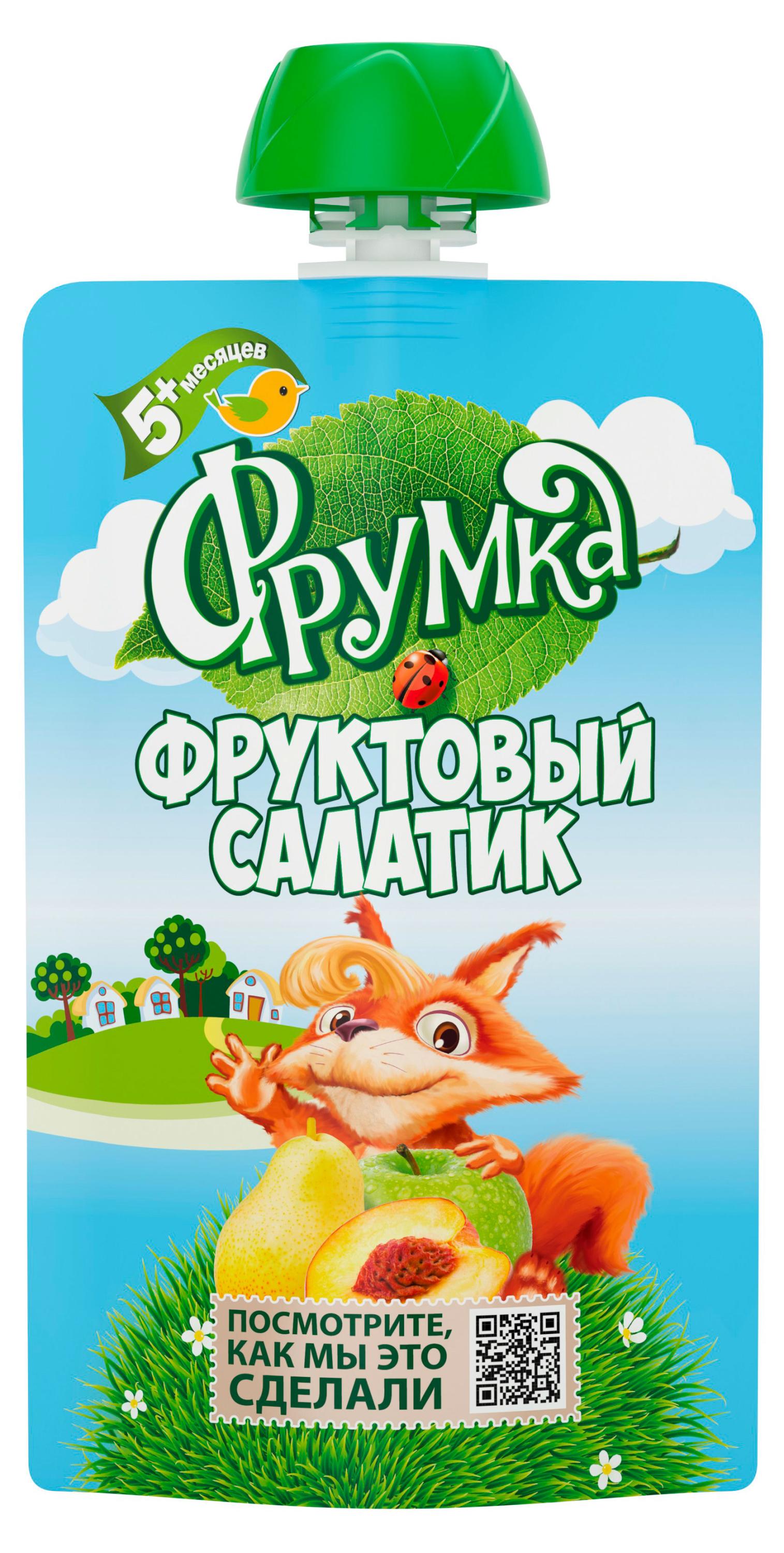 

Пюре фруктовое Фрумка Фруктовый салатик яблоко груша персик с 5 мес., 90 г