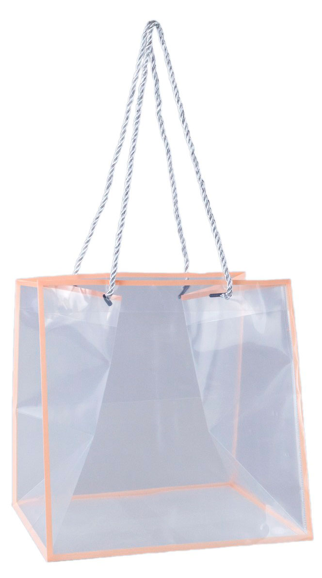 

Сумка-пакет подарочная для цветов и подарков Азалия Декор пластик с каймой прозрачно-розовый, 25x25x22 см