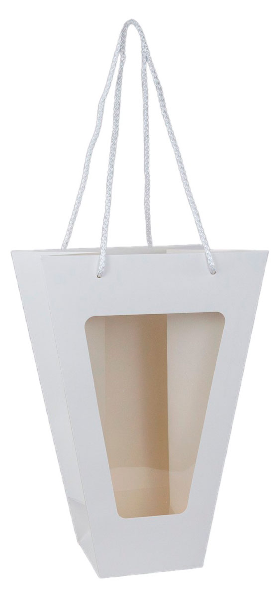 Изображение товара Сумка-пакет подарочный Азалия Декор с прозрачной вставкой для цветов белая
