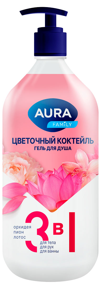 

Гель для душа Aura Цветочный коктейль, 1 л