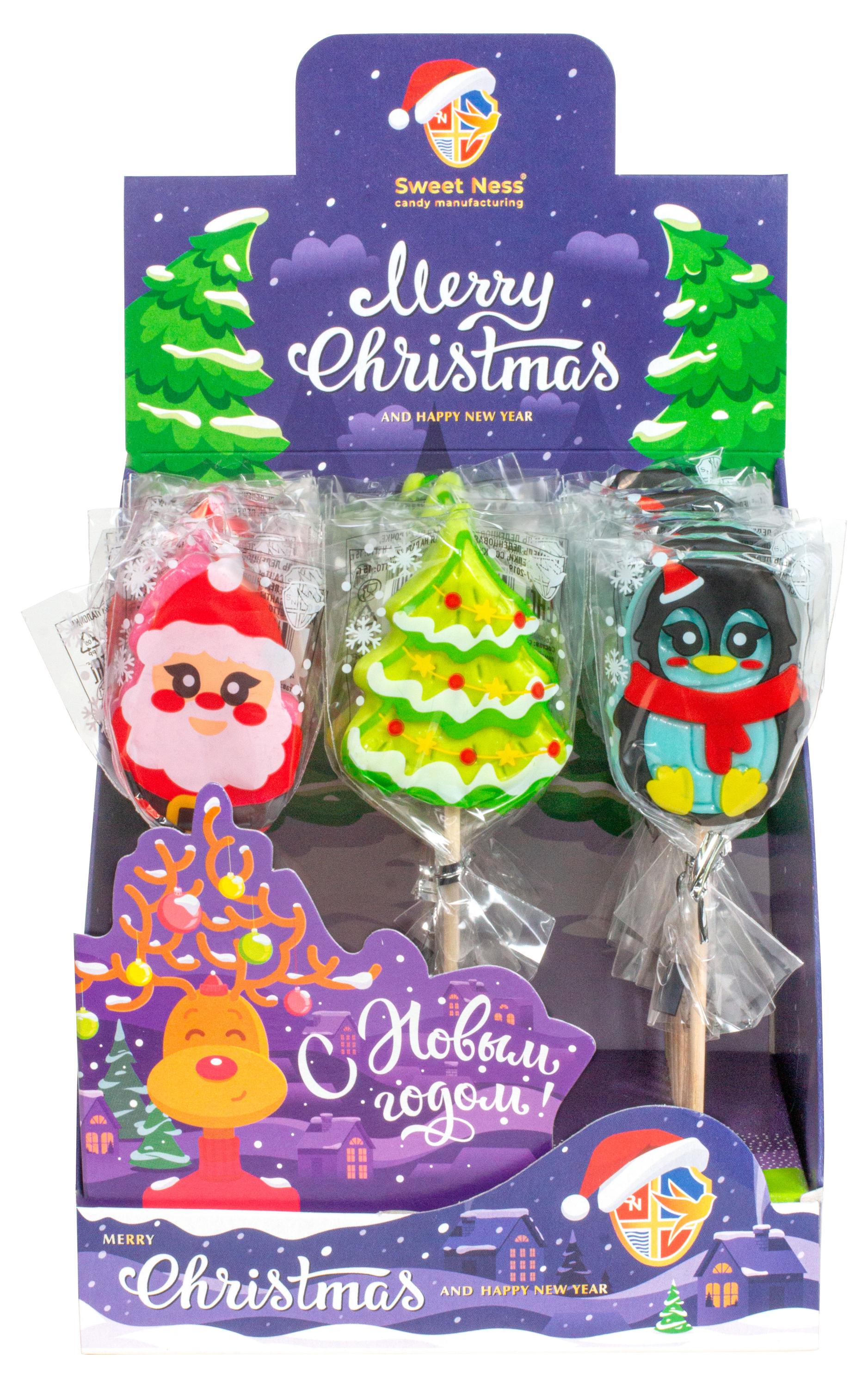 

Карамель леденцовая Sweet Ness Санта, елочка, пингвин, 15 г, 1 шт
