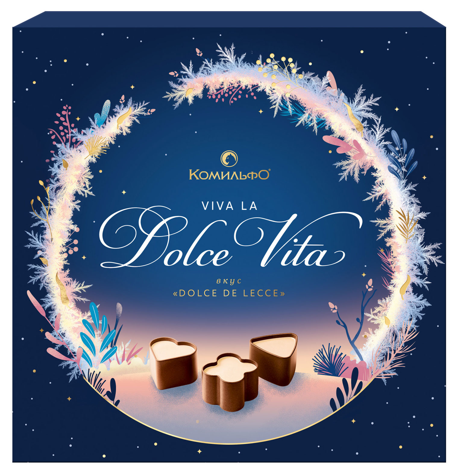 

Конфеты шоколадные Комильфо Dolce Vita со вкусом сливок, карамельной начинкой и с печеньем, 168 г
