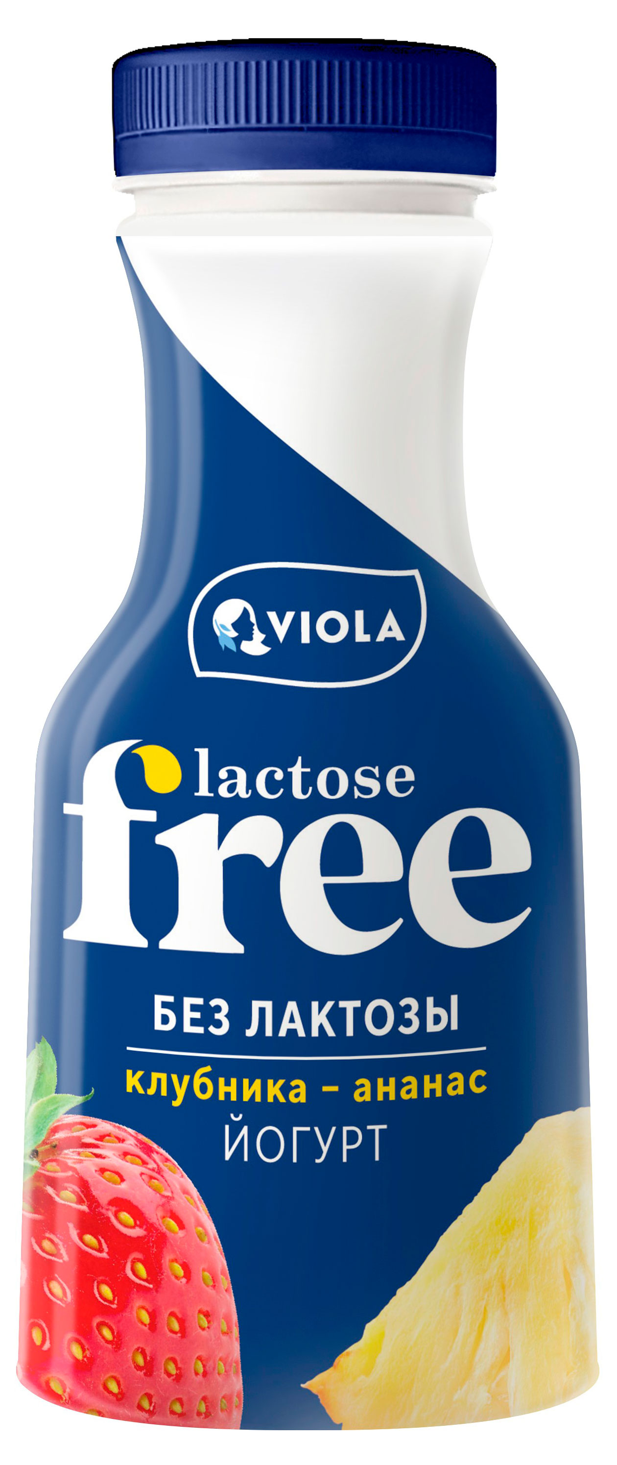 Изображение товара Йогурт питьевой Viola Lactose Free клубника ананас безлактозный 1,1% БЗМЖ, 270 г