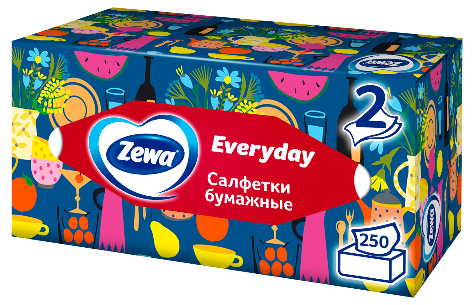 

Салфетки бумажные в коробке Zewa Everyday 2 слоя, 250 шт