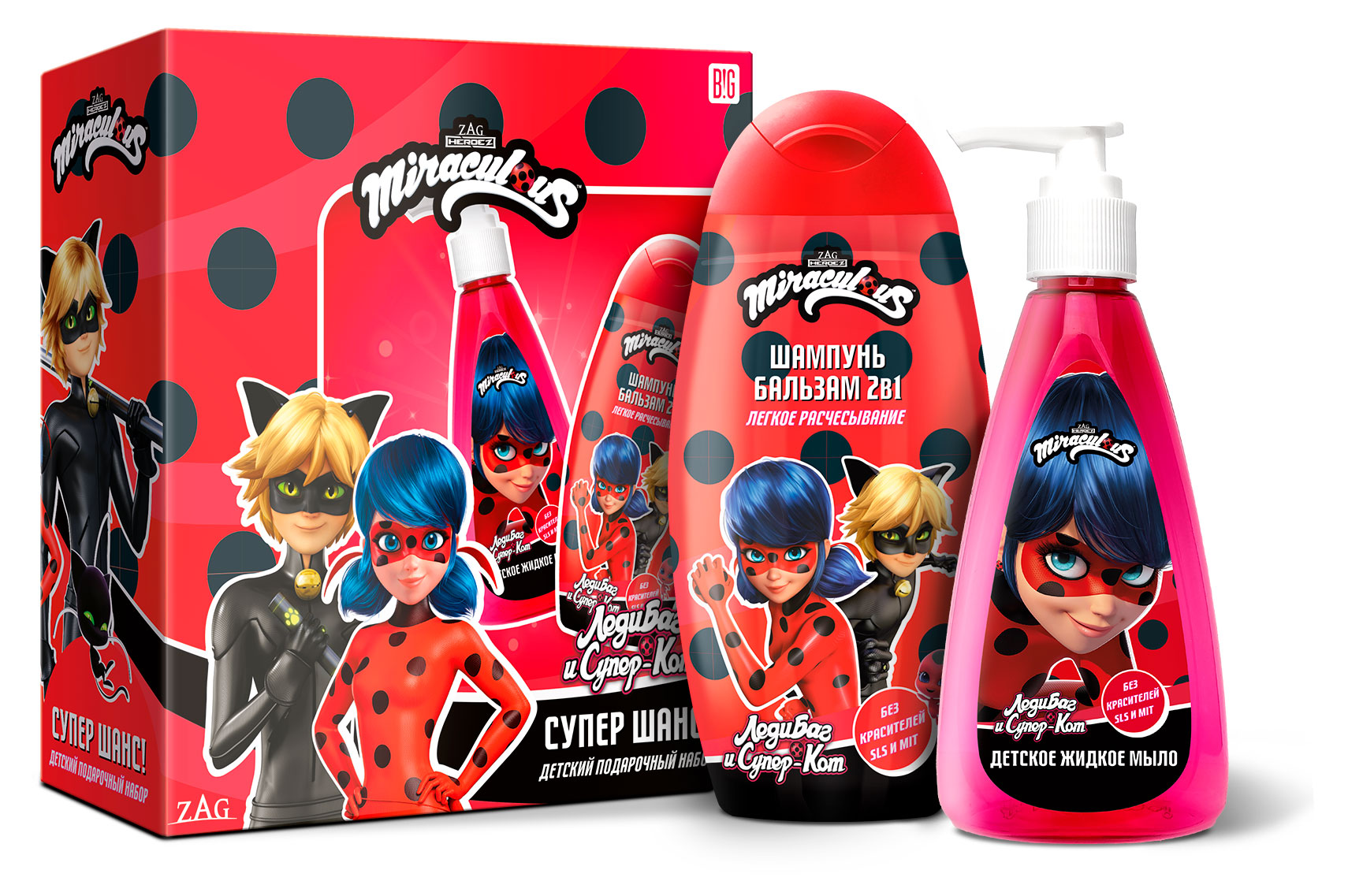 Изображение товара Подарочный набор Miraculous Леди Баг и Супер кот шампунь и жидкое мыло 500 мл