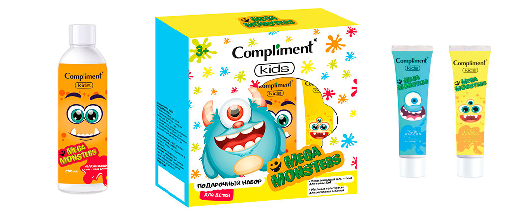 

Набор подарочный Compliment Megamonster 1801, гель-пена для ванны 200 мл + краска для ванн голубая 50 мл + краска для ванн желтая 50 мл