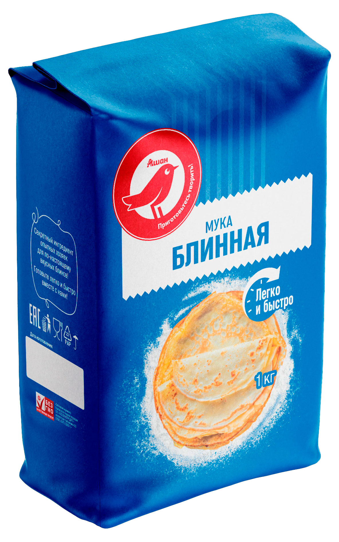 

Мука блинная АШАН Красная птица высшего сорта, 1 кг