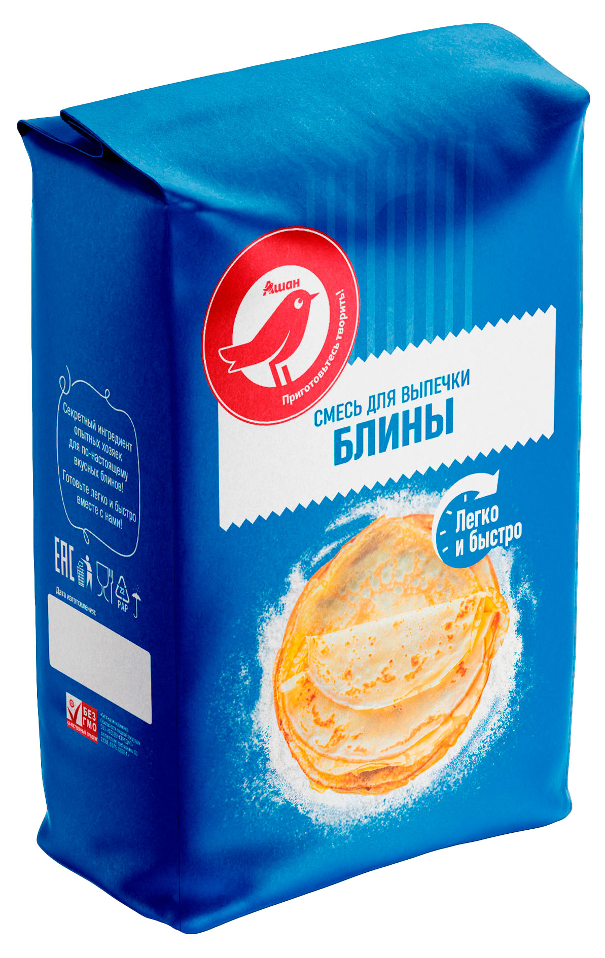 

Смесь для выпечки блинов АШАН Красная птица, 500 г