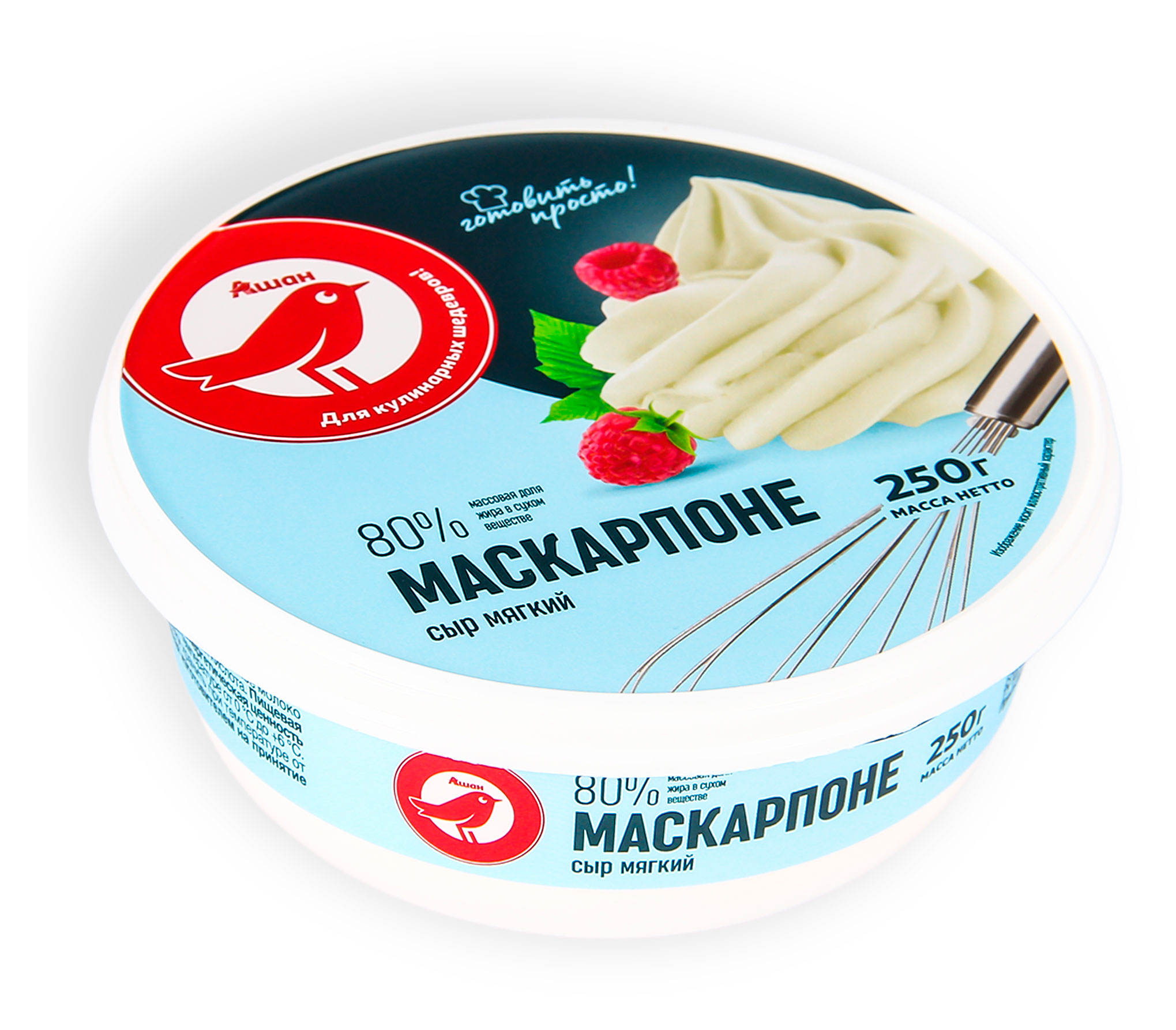 

Сыр мягкий Маскарпоне АШАН Красная птица БЗМЖ 80%, 250 г