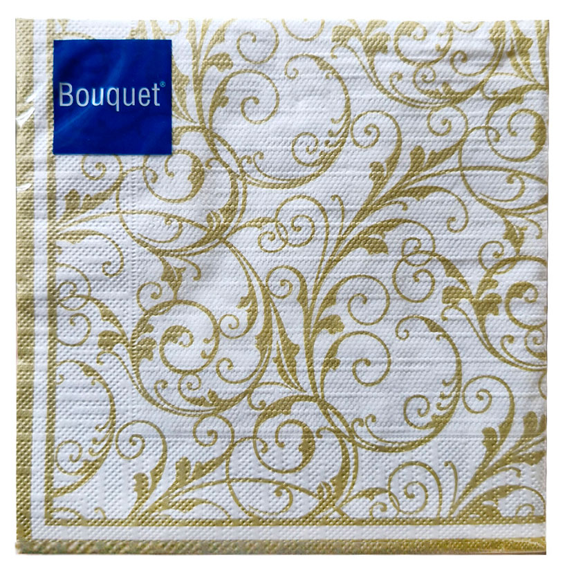 

Салфетки одноразовые бумажные Bouquet очарование белые 3 слоя, 33х33 см, 20 л