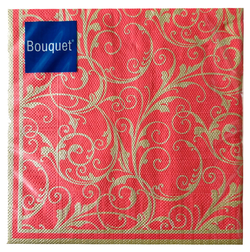 

Салфетки одноразовые бумажные Bouquet очарование красные 3 слоя, 33х33 см, 20 л
