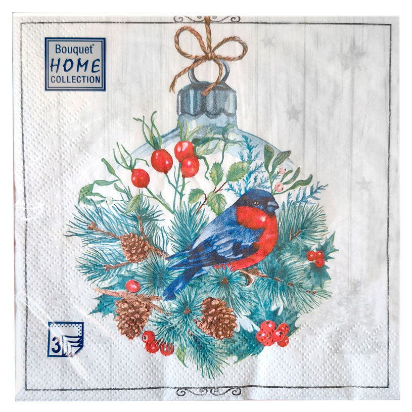 

Салфетки одноразовые бумажные Bouquet Сказочное украшение 3 слоя, 33х33 см, 20 л