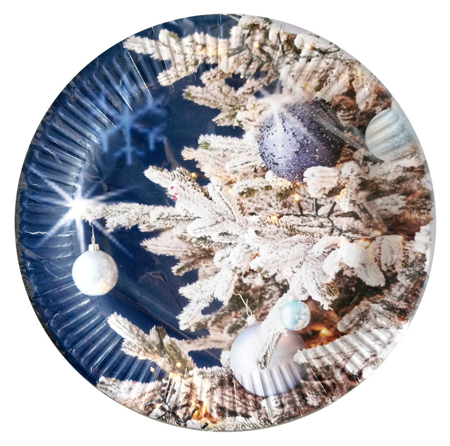 

Тарелка одноразовая бумажная Зимняя веточка, d 23 см, 6 шт