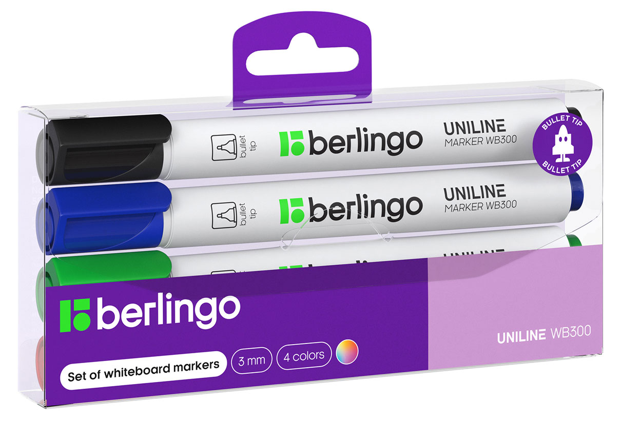 

Набор маркеров для белых досок Berlingo Uniline WB300 3 мм, 4 цвета