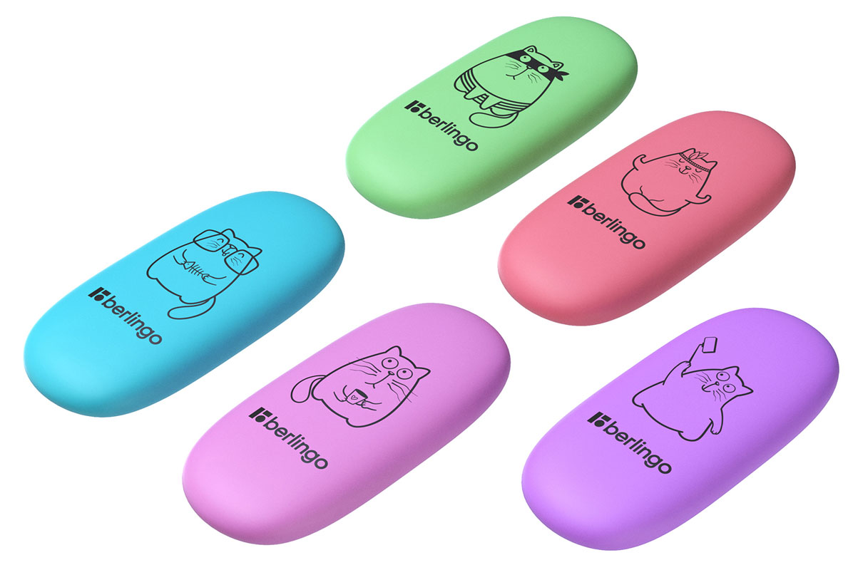 

Ластик Berlingo Lazy Cats овальный термопластичная резина, 49х23х9 мм, 1 шт в ассортименте