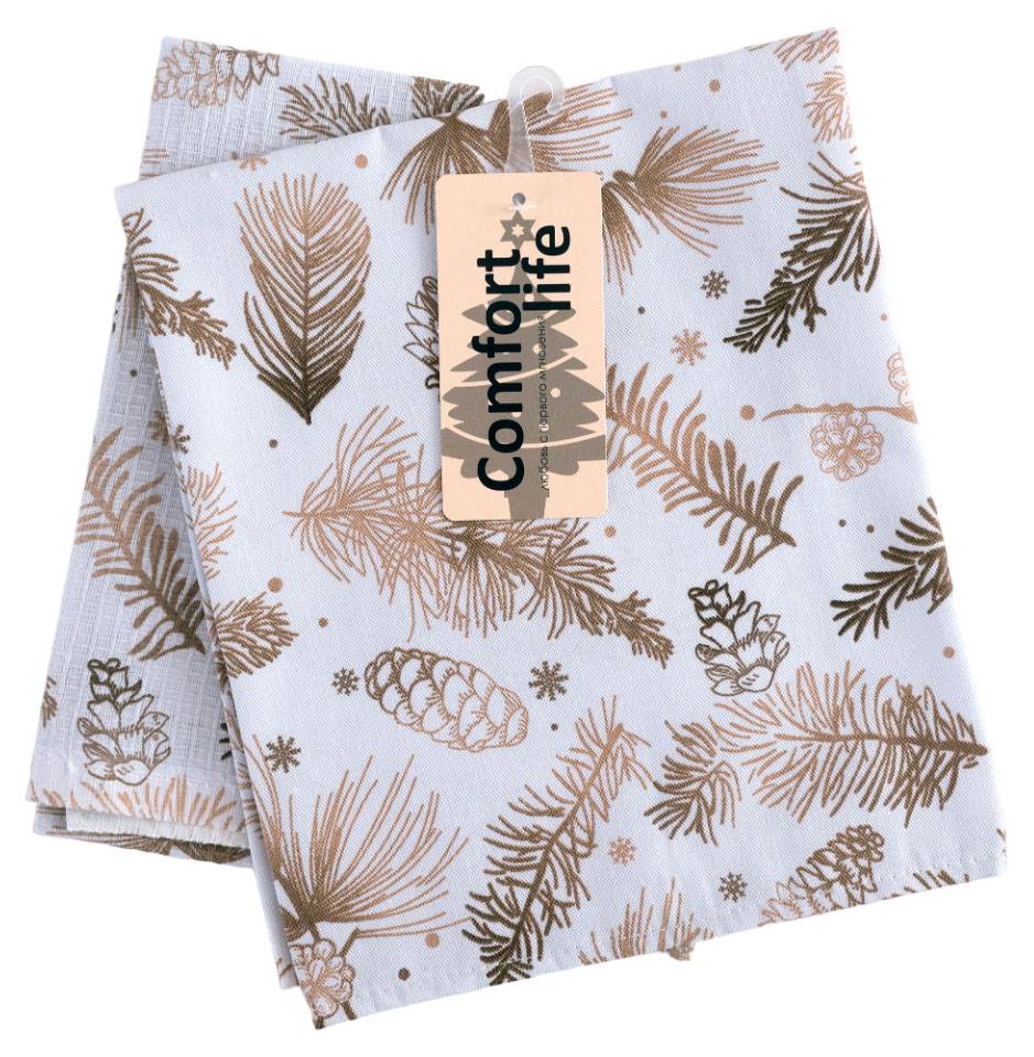 

Полотенце кухонное Comfort Life Зимний лес из вафли и рогожки, 47х60 см, 2 шт